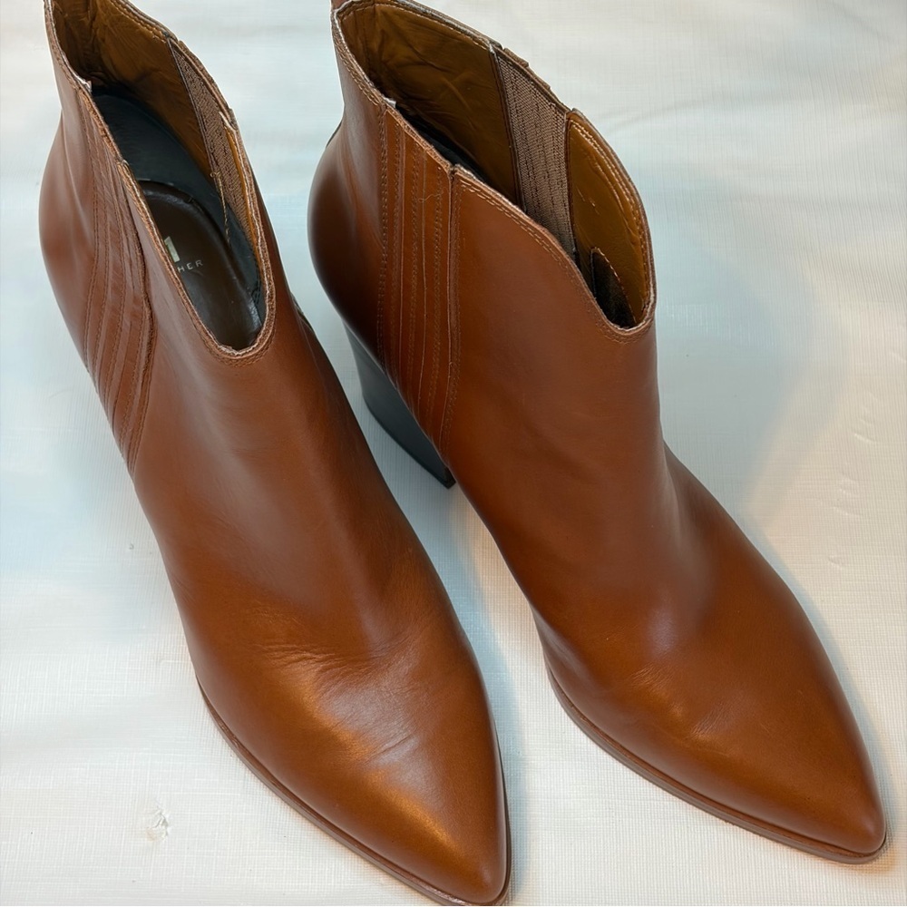 Marc Fisher Brown Leather Heeled Boots - Picture 6 of 9